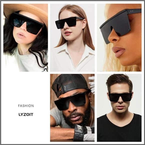 Square Oversized Sunglasses for Women Men Big Flat Top Fashion Shield Large - Picture 6 of 6